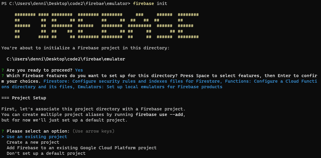 select firebase project