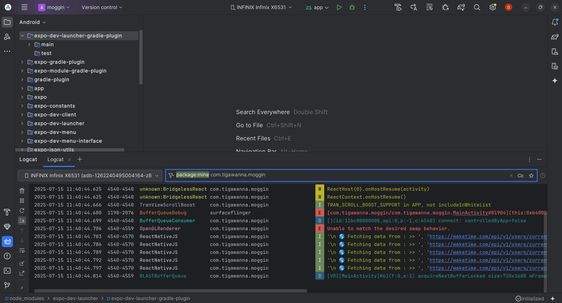 Android studio logcat preview